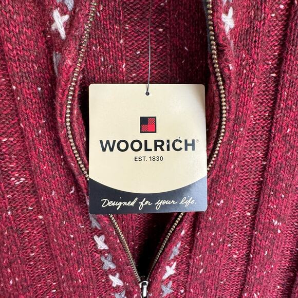 NWT WOOLRICH | Red Wide Ribbed Knit Wool Blend Zip Up Vest | Women's Small - Picture 6 of 9